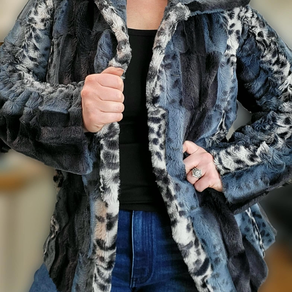 Dennis Basso Blue and Black Teddy Jacket